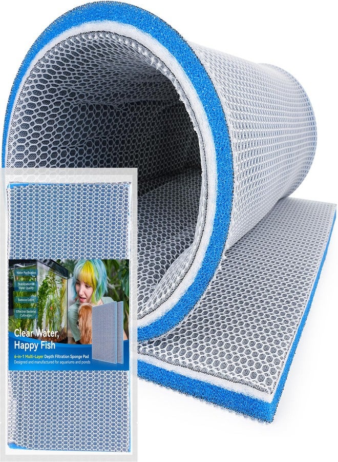 Borlech 8-Layer Fast-Acting Aquarium Filter Pad - Cut-to-Size Aquarium Floss Media for Fish Tank, Pond, Sump - Fast Water Polishing in Hours (15.75"x11.81"x0.6", 1 Pack) - Image 1
